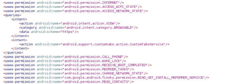 liste des permissions